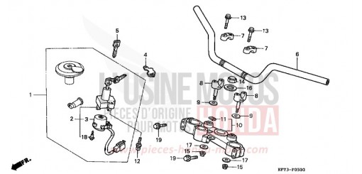 TUYAU DE GUIDON/PONT SUPERIEUR CLR125W de 1998